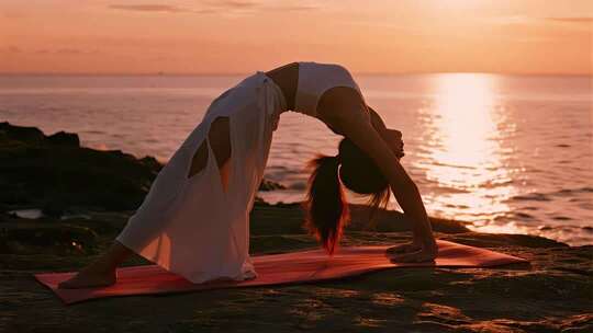海边瑜伽健康生活方式视频