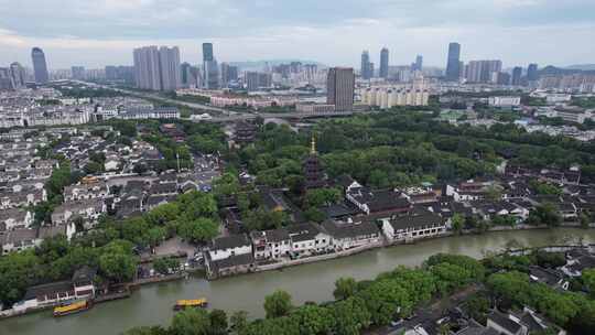 江苏苏州姑苏寒山寺航拍