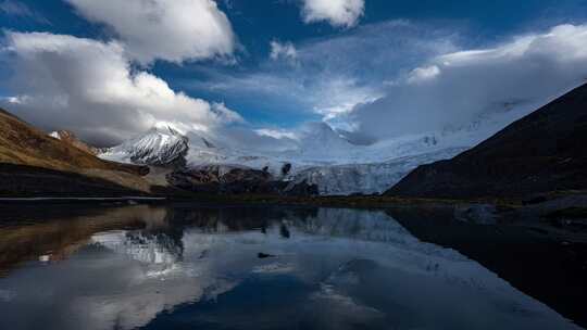 西藏那曲比如萨普神山圣山圣湖冰川延时视频素材模板下载