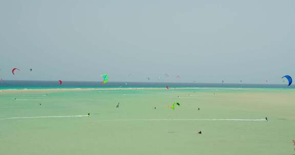 风筝冲浪，富埃特文图拉，海滩，海