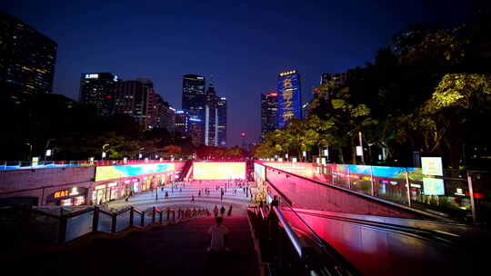 广州珠江新城花城广场夜景 地下商场