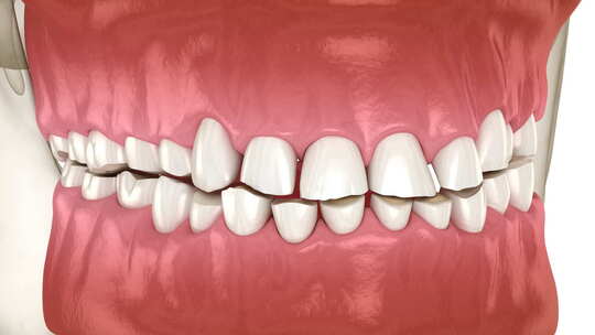 牙齿磨耗（磨牙症）导致牙齿组织损失。牙科