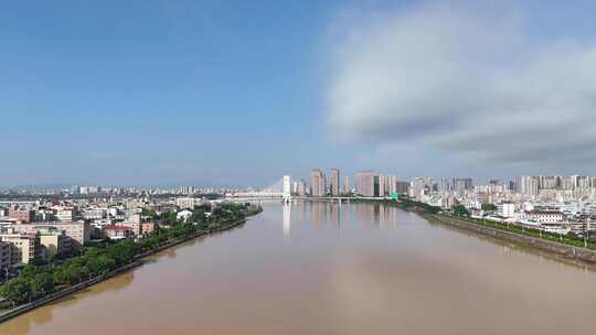 广东潮州韩江大桥地标建筑航拍