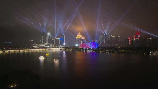 河边夜景 游船 灯光秀 沈阳夜景盛京