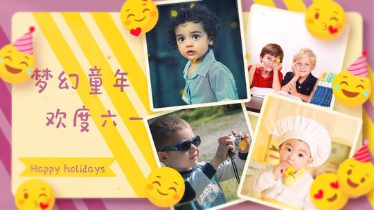 唯美清新儿童卡通成长相册展示AE模板