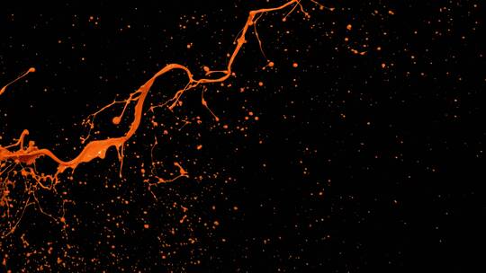 橙色液体颜料泼洒飞溅水珠下落 (2)