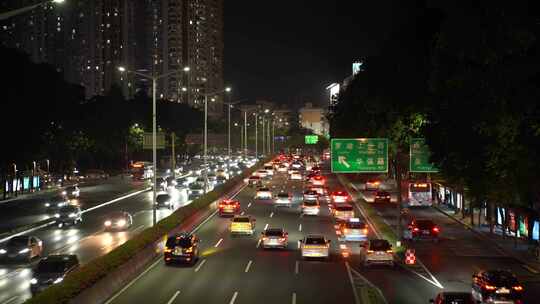 深圳滨河大道车流延时城市道路夜晚交通夜景