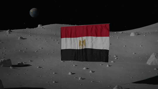 月亮上的埃及国旗|超高清|60fps