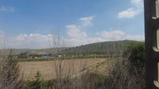 沿途火车窗外风景西北山川实拍