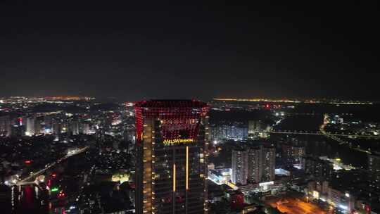 东莞虎门夜景航拍虎门镇夜景城市建筑风光