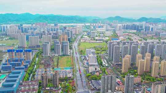 杭州滨江城市建筑风景航拍