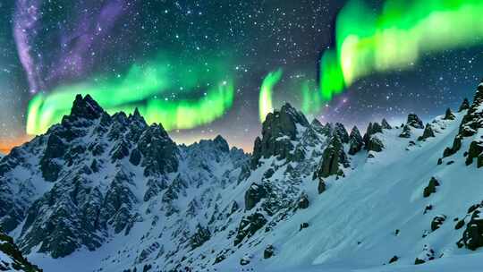 4K唯美雪山极光