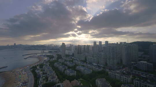 海岸线海滩城市延时风景