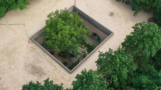 航拍陕北地坑四合院视频素材模板下载