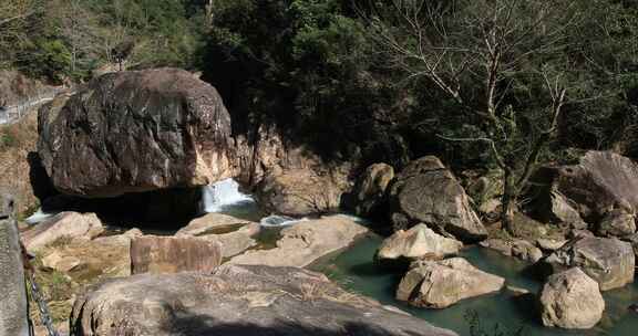 浙江天台琼台仙谷山谷山涧溪流美丽自然风光