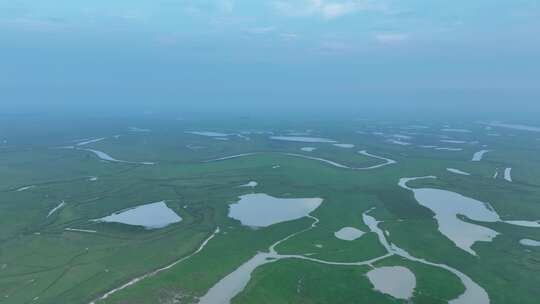 鄱阳湖风景航拍湖泊湿地公园草地河流风光