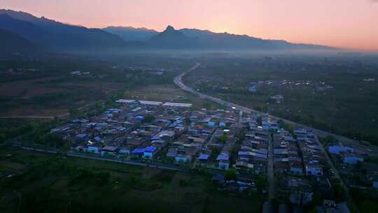 航拍秦岭圭峰山夕阳落日视频素材模板下载