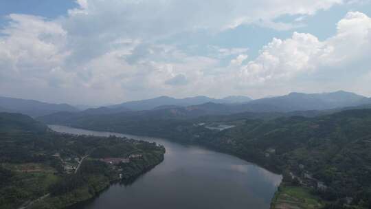 祖国大好河山青山绿水河流航拍