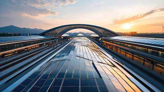 现代化高铁站台风光 城市轨道列车交通枢纽