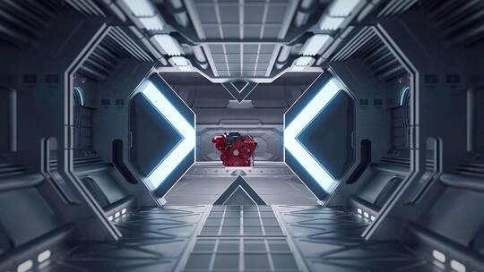 红色发动机3D展示画面高清在线视频素材下载