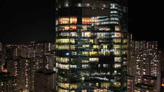 繁华香港夜景航拍