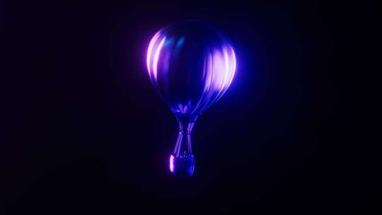 带有深色霓虹灯效果的环形热气球