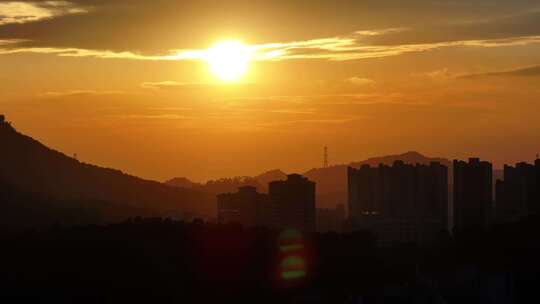 惠州惠城区傍晚夕阳航拍