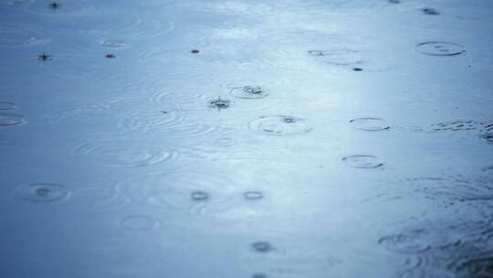 滴在河面上的雨水