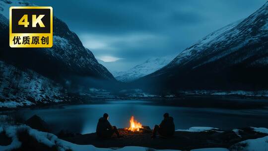 篝火火焰火把火炬燃烧探险励志征程希望勇气