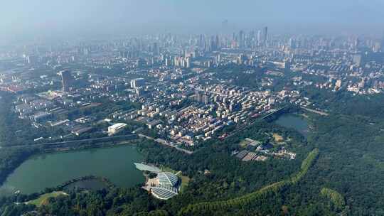 航拍南京玄武湖和南京植物园