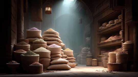 古老香料市场中的丰富色彩与贸易繁荣