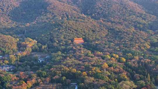 江苏南京灵山风景区前湖秋天秋色航拍