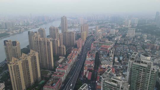 广州荔湾城市景观航拍视频素材模板下载