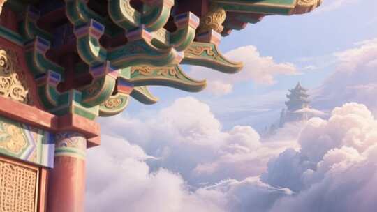 中式古建筑云端景观