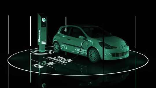 新能源汽车充电的概念动画3d渲染视频素材模板下载