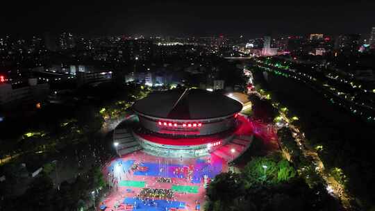 合集航拍广西玉林体育馆夜景