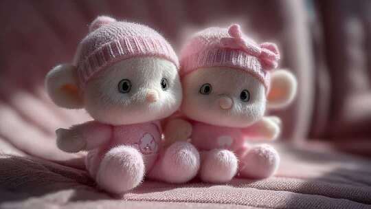粉色玩偶的温馨陪伴与纯真童趣