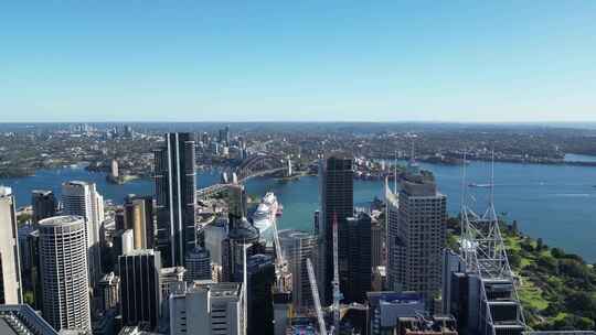 城市航拍澳大利亚悉尼港摩天大楼跨海大桥