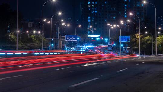 夜晚城市公路车流延时