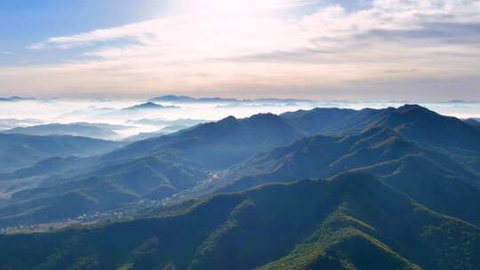 航拍千山山脉黎明风光