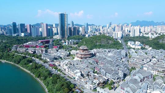 广西柳州城市风光航拍柳江风景