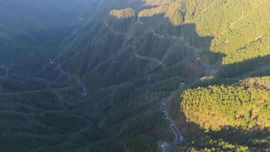 秋天午后航拍安徽省黄山市璜尖岭风景