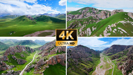 4K青海天峻山天峻石林 青藏高原草原石林