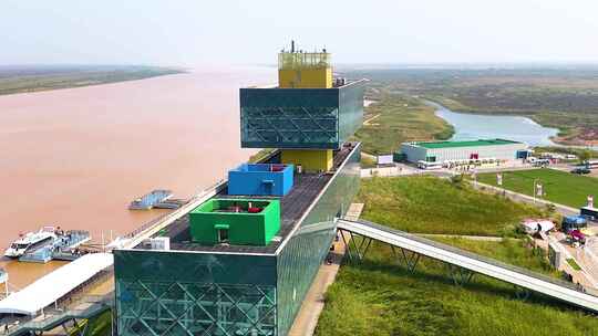 壮观黄河入海口空镜航拍视频素材模板下载