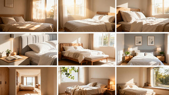 温馨阳光卧室双人床 温馨舒适的家居生活