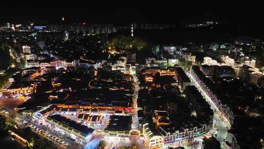 福建泰宁古城夜景灯光航拍