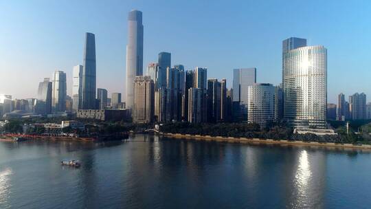 广州珠江沿岸建筑群航拍4k视频素材