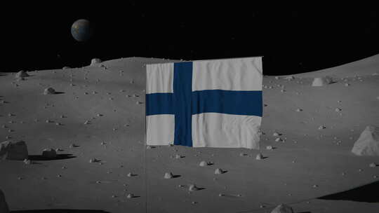 月球上的芬兰国旗|超高清|60fps视频素材模板下载