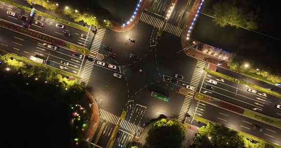 航拍苏州CBD街景夜景