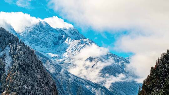 四川毕棚沟冬季雪山雪景